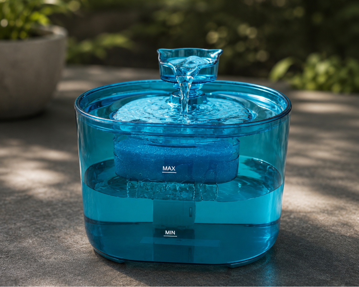 Fontaine à Eau Filtrante et Silencieuse (Bleu translucide)